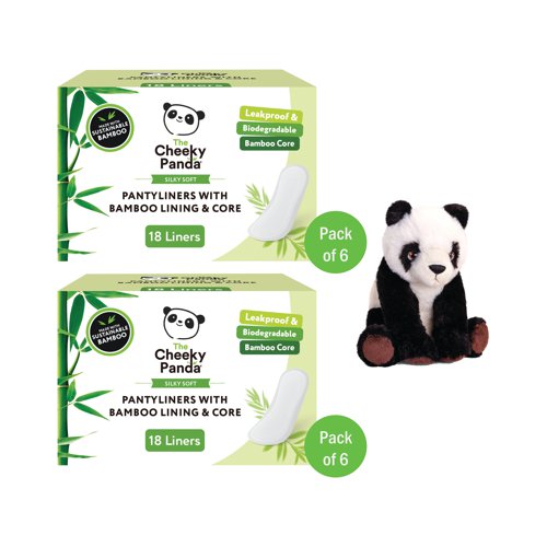 Cheeky Panda Pantyliners Lining + Core 18 Liners Pack of 6 Buy 2 Get FOC Panda