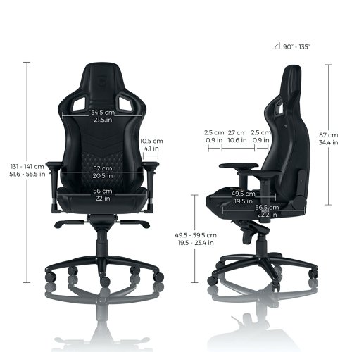 noblechairs EPIC Gaming Chair Real Leather Black GC-005-NC