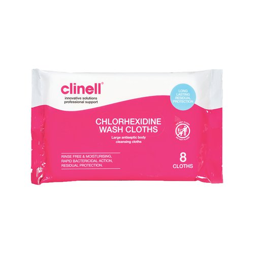 Clinell Chlorhexidine Wash Cloths (Pack of 8) CHGWC8