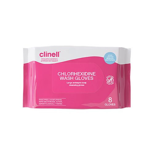 Clinell Chlorhexidine Wash Gloves (Pack of 8) CHGWGL8