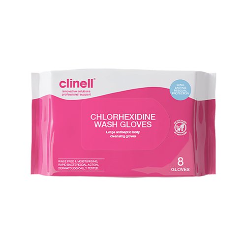 Clinell Chlorhexidine Wash Gloves (Pack of 8) CHGWGL8 | Gama Healthcare Ltd