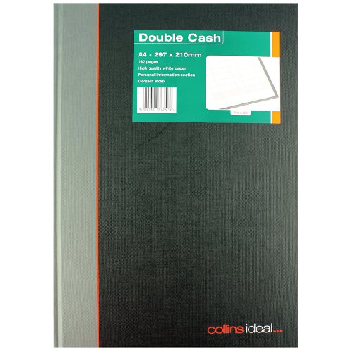 Ideal A4 Cashbook Casebound Double Cash 192 Pages Black 6424