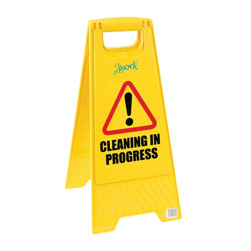 2Work Folding Safety Sign Caution Wet Floor Yellow CNT00356 | 