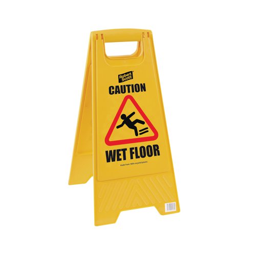 2Work Folding Safety Sign Caution Wet Floor Yellow CNT00356 Demarcation Barriers CNT00356