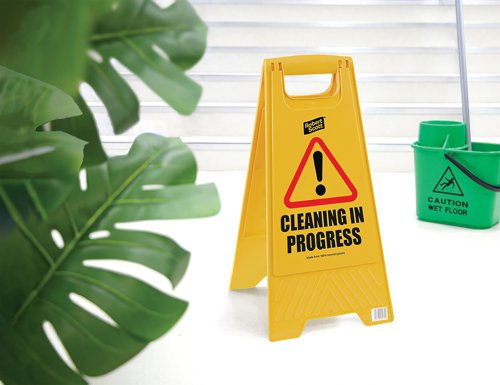 2Work Folding Safety Sign Caution Wet Floor Yellow CNT00356 Demarcation Barriers CNT00356