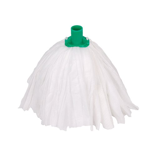 2Work Big White T1D Socket Mop x10 Green Pack of 10 105514GREEN