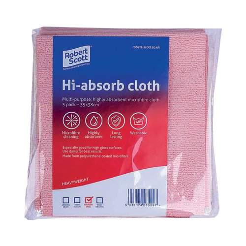 Robert Scott Hi-Absorb Microfibre Cloth Red (5 Pack) 103986RED