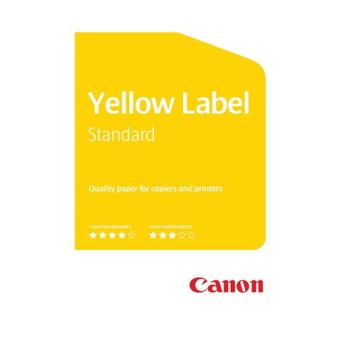 Manufactured using modern filler and fibre technology, Canon Yellow Label Standard A3 paper has a smooth, uniform composition ensuring excellent print quality at all speeds. Producing high quality print in all applications, including printing, copying, inkjet and fax, this multi-purpose 80gsm Yellow Label paper is whitened using an elemental chlorine-free bleaching process and has a whiteness of 150 CIE.