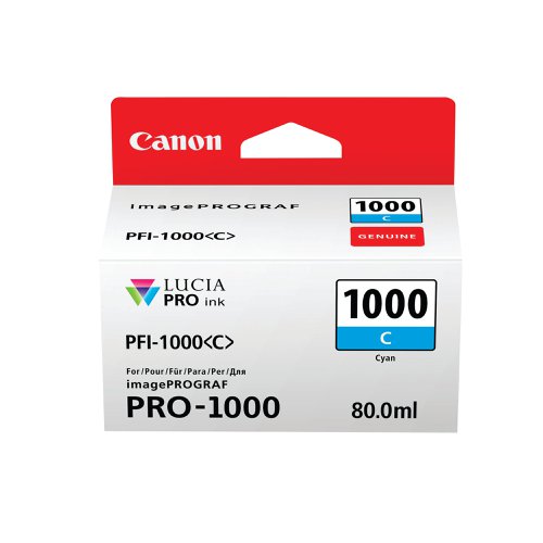 Canon PFI-1000C Inkjet Cartridge Cyan 0547C001