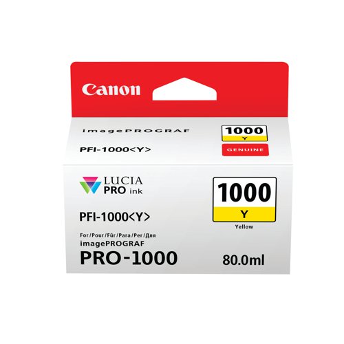 Canon PFI-1000Y Ink Cartridge Yellow 0549C001