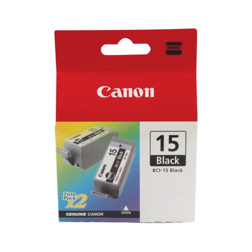 Canon BCI-15BK Ink Cartridge Twin Pack Black 8190A002