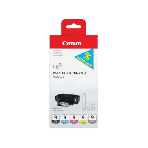 Canon PGI-9 Inkjet Cartridge Multipack Photo Black/Cyan/Magenta/Yellow/Grey 1034B013