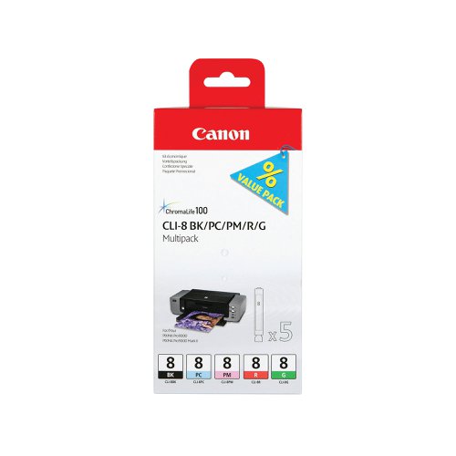 Canon CLI-8 Ink Cartridges BK/PC/PM/R/G Multipack 0620B027