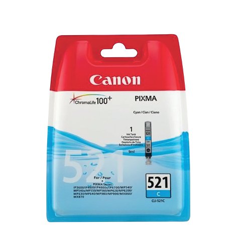 Canon CLI-521C Inkjet Cartridge Cyan 2934B001