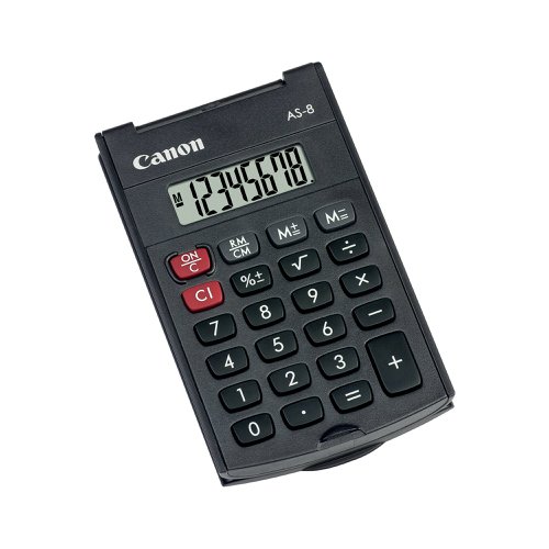 Canon AS-8 8 Digit Handheld Calculator Black 4598B001