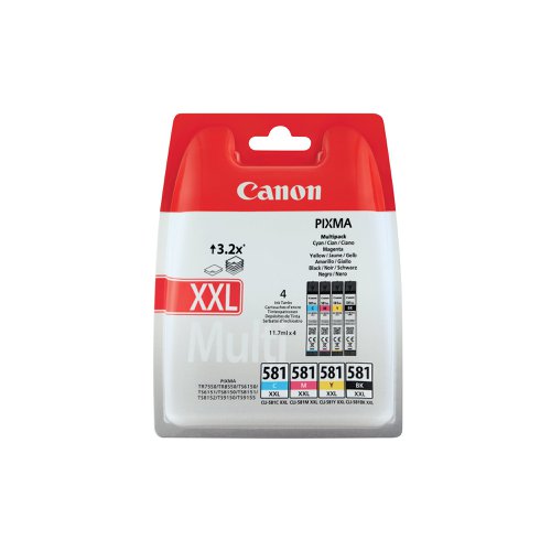 Canon CLI-581XXL Ink Cartridges Extra High Yield CMYK Multipack 1998C007