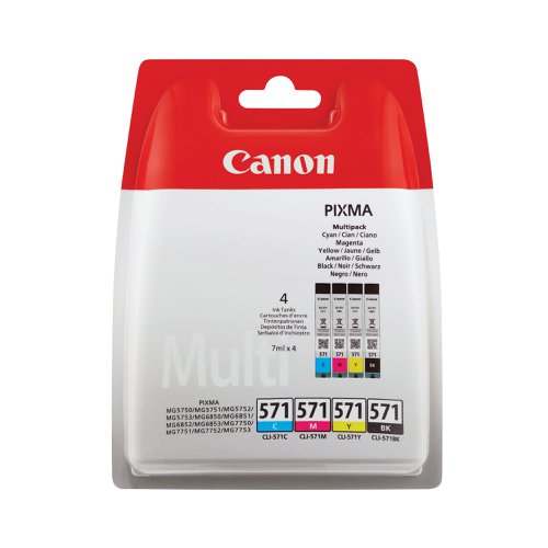 Canon CLI-571 Ink Cartridges CMYK Multipack 0386C008