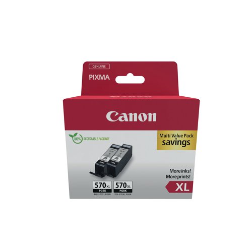 Canon PGI-570XL Ink Cartridge High Yield Black Twin Pack 0318C010