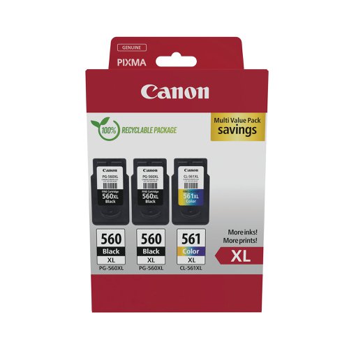 Canon PG-560XL x2/CL-561XL Inkjet Cartridge High Yield Multi Value Pack Black/Colour 3712C009