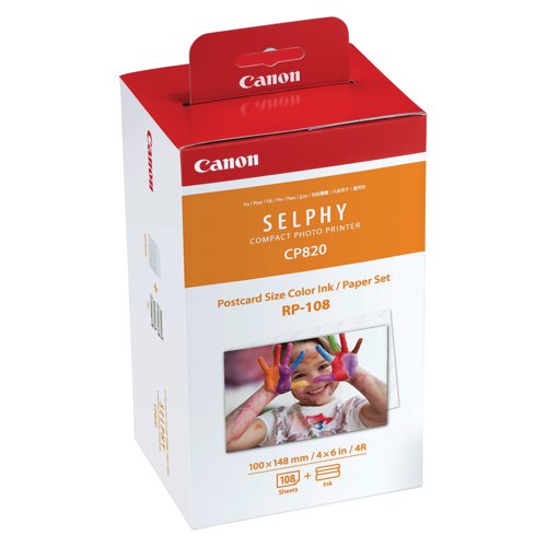 Canon RP-108 Colour Ink + 100 x 148mm Paper Set 108 Sheets 8568B001