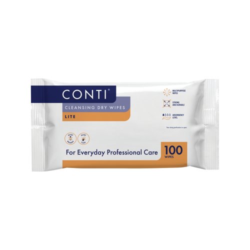 Conti Cleansing Dry Wipes Lite Large 100 Wipes Pack of 32 CLW110