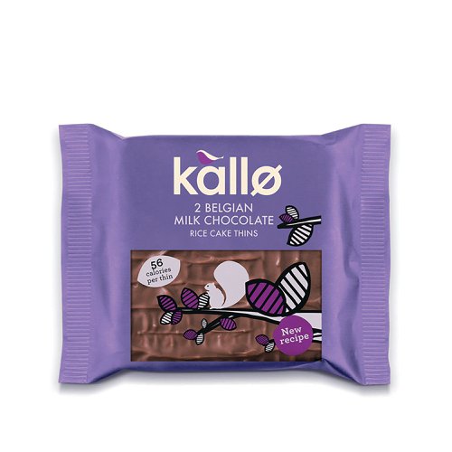 Kallo Belgian Milk Chocolate Rice Cake Thins Two Pack (Pack of 30) 0401230