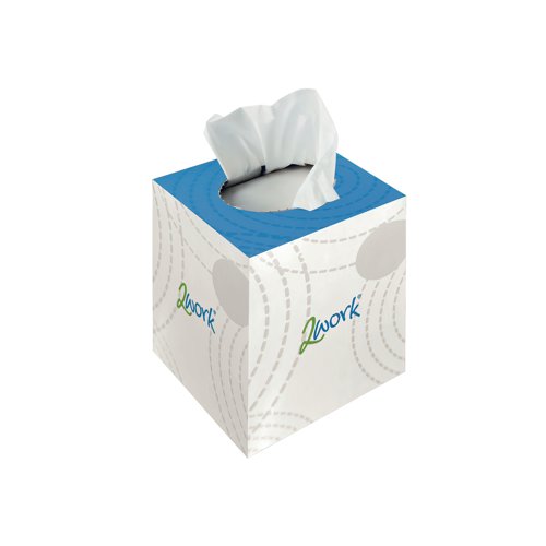 2Work Facial Tissue Cube Box 70 Sheets 2-Ply (Pack of 24) CPD13550