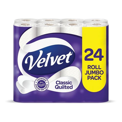 Velvet Classic Quilted Toilet Roll 3-Ply 150 Sheets Per Roll (Pack Of 24) 1102049
