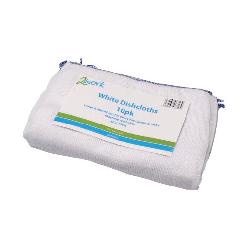 These economical white dishcloths have a large surface area of 300 x 400mm, making them ideal for big cleaning jobs. They are ideal for kitchen surfaces as well as for cleaning plates, bowls, saucepans and other crockery and cutlery during washing up. Their durable construction ensures they last longer.