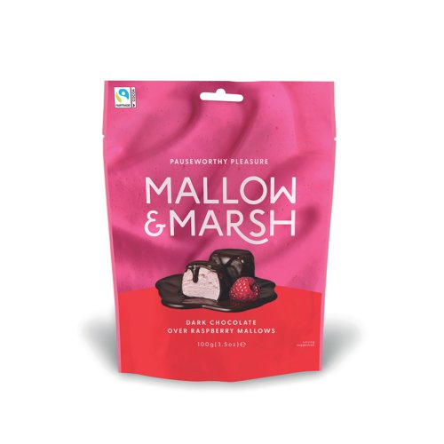 Mallow Marsh Raspberry Marshmallow In Dark Chocolate Pouch Pack Of 6 0401304