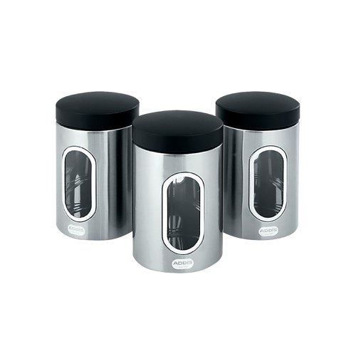 Kitchen Canisters Set of 3 Silver Stainless Steel 508453