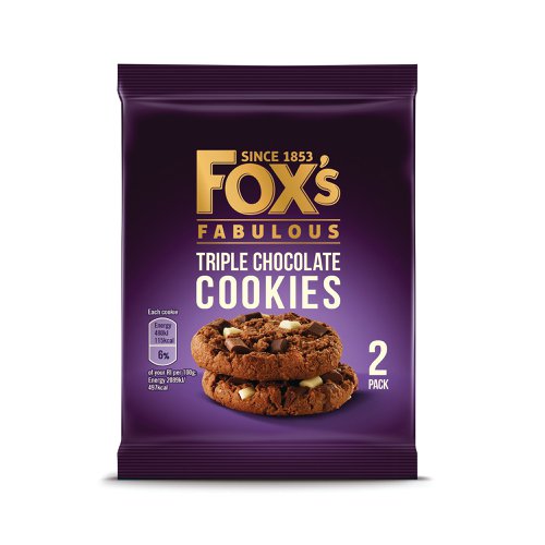 Foxs Triple Chocolate Cookie Biscuits Twin Pack 45g (Pack of 48) 934600