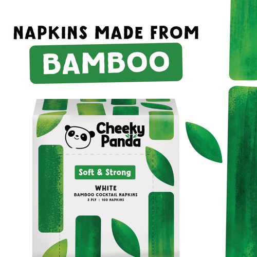 Cheeky Panda Cocktail Napkin x100 Napkins Plastic Free (Pack of 30) PFCNAPKX30 | The Cheeky Panda Ltd