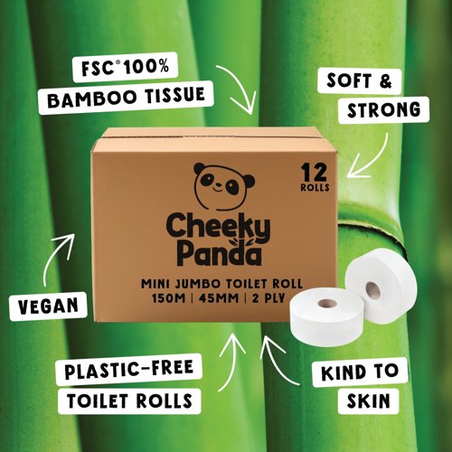 Cheeky Panda 2-Ply Mini Jumbo Toilet Roll 150m (Pack of 12) PFMINJRL12