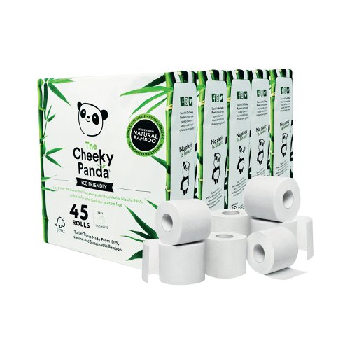 Cheeky Panda 3-Ply Toilet Tissue 5x 9 Rolls (Pack of 45) PFTOILT9X5 | The Cheeky Panda Ltd