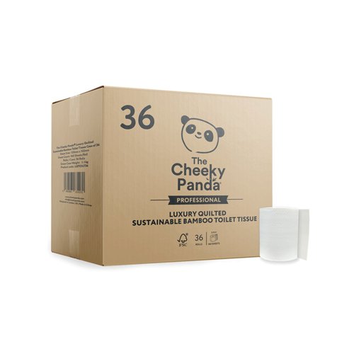 Cheeky Panda Professional 3-Ply Bamboo Toilet Tissue Rolls Quilted 160 Sheet (Pack of 36) LQTOILT36 Toilet Tissue CPD63107