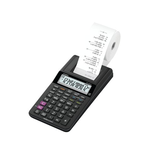 Casio HR 8RCE Printing Calculator Black Compatible with 58mm printing rolls HR8 RCE Ryman Business UK