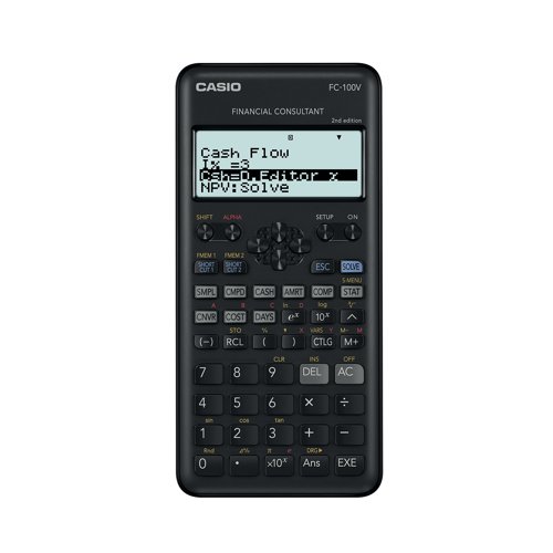 Lightweight and easy to use, this Casio FC-100V covers a variety of financial calculations such as amortizations, conversion and cost margins, and can even tackle compound interest. It includes a store and recall feature for regular calculations as well as a four line display so you can keep track of your workings. This financial calculator is simple to use and ideal for students and professionals alike.