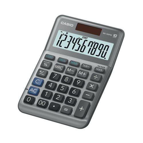 Casio MS-100FM 10 Digit Desktop Calculator Silver MS-100FM-WA-UP CS61542