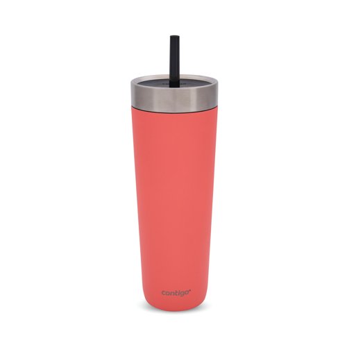 Contigo Luxe Stainless Steel Insulated Travel Tumbler/Straw 24oz Coral 2212920