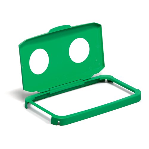 Durable 60L Hinged Bin Lid Green Two Holes For Cans/Bottles Durabin 1800501020