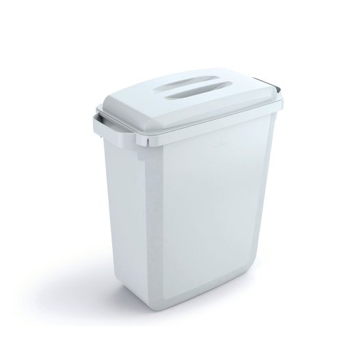 Durable Durabin Rectangular Waste Bin with handles for easy transportation. Ideal for waste-disposal and recycling in the office and warehouse environment. The waste bin is Food Safe to European Standard (pursuant to EU Directive 1935/2004/EU) and can be stored in a freezer.