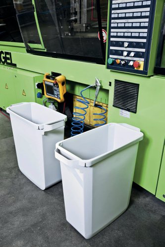 The Durabin 60 litre Rectangular bin has handles for easy transportation. Ideal for waste-disposal and recycling in the office and warehouse environment. The Durable bin is Food Safe to European Standard (pursuant to EU Directive 1935/2004/EU) and can be stored in a freezer. The grey bin measures 282x590x600mm in size.