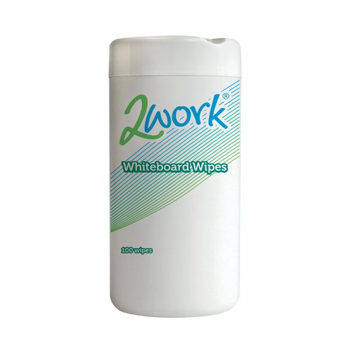 Keep whiteboards in tip-top condition with these Whiteboard Cleaning Wipes from 2Work. This handy dispenser tub of 100 presaturated cleaning wipes is suitable for use on all standard whiteboards and is effective in the removal of grease, dirt, ghosting stains and dry wipe marker pen. These wipes are lint-free for a professional finish.