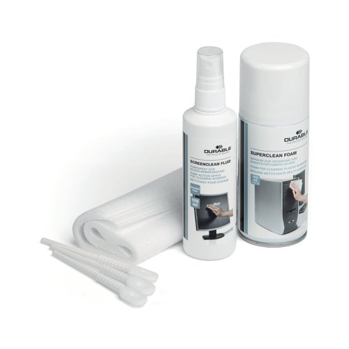 Durable PC Tech Cleaning Kit With Screen Spray, Foam Spray, Wipes and Keyboard Tool 583300