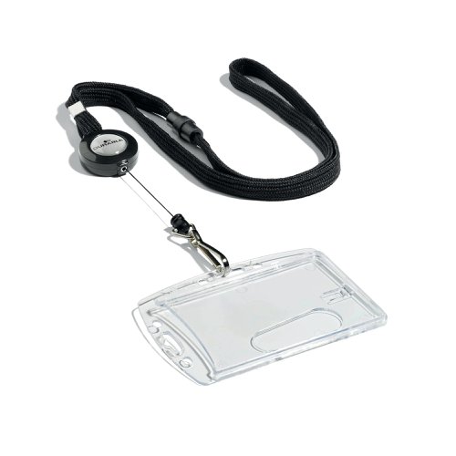 Durable Soft Breakaway Lanyard with Retractable Badge Reel Black (Pack of 10) 8223/01 | DB68028 | Durable (UK) Ltd