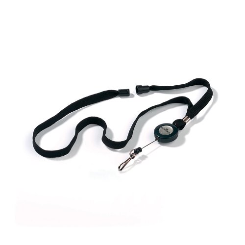 Durable Soft Breakaway Lanyard with Retractable Badge Reel Black (Pack of 10) 8223/01 | Durable (UK) Ltd