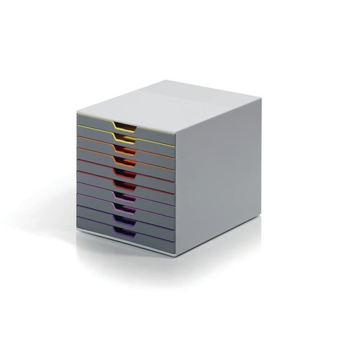 Durable VARICOLOR Desktop Organiser 10 Drawer Colour Coded Modular Storage A4+ 761027 Drawer Sets DB70161