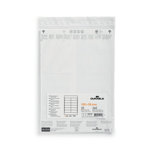 Durable Insert Sheets 100x38mm White (Pack of 240) 102202