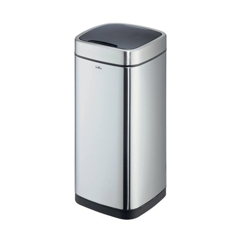 Durable Sensor Waste Bin No Touch Square 12 Litre Silver 342123